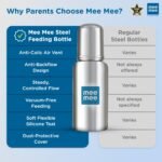 Mee Mee Anti-Colic Stainless Steel Baby Feeding Bottle, Food-Grade Silicone Teat, Wide Mouth, BPA-Free, Odour-Free, 100% Plastic-Free Body – Safe Infant Feeding-240ml - Image 8