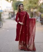 ANNI DESIGNER Women's Viscose Straight Printed Kurta with Pant & Dupatta - Image 2