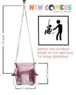 NEW COMERS® Cotton Swing for Kids, Jhula for Baby, Baby Swing Hanging Indoor Outdoor, Baby Garden Swing with Safety Belt & 2 Pillows (6 Months to 4 Years) (Up to 20 kg)-Beige-Blue (TC 150/300) 906 - Image 7