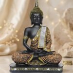 Global Grabbers new Limited Edition 25 Centimetre Meditating Sitting Buddha Idol Statue showpiece Home Decor Decoration Items for Living Room and Gifts (1, Orange Black) - Image 5