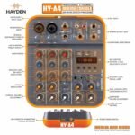 HAYDEN HY-A4 | 4-Channel Pro Audio Mixer With Bluetooth, USB MP3, 48V Phantom, Live Out & Recording for Podcast, Karaoke, DJ & Streaming - Image 2