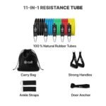 Cult Resistance Bands Set of 11 with Handles, Door Anchor, Ankle Straps & Carry Bag – Heavy Duty Toning Tubes for Full Body Workout, Strength Training, Home Gym & Fitness (Up to 45kg Resistance) - Image 2