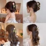 2 Pcs Flower Metal Hair Claw Clips Large Tulip Hair Claw, Wheat Hair Clips,Blue Lily Claw Nonslip Hair Barrettes Strong for Woman and Girls - Image 4