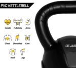 De Jure Fitness PVC Kettlebell 3kg for Men & Women, Strength & Cardio Training, Soft Grip, Crushed Concrete Filled, Full Body Workout Equipment for Home & Gym (Grey Black) - Image 7