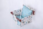 NEW COMERS® Cotton Swing for Kids, Jhula for Baby, Baby Swing Hanging Indoor Outdoor, Baby Garden Swing with Safety Belt & 2 Pillows (6 Months to 4 Years) (Up to 20 kg)-Beige-Blue (TC 150/300) 906 - Image 4