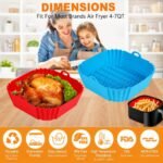 RUCON® Silicone Air Fryer Liner Square 8 Inch,Food Grade BPA Free Non-Stick Air Fryer Pot, Easy Clean Air Fryer Basket Liner, Heat Resistant up to 450°F, Dishwasher Safe for Air Fryers (Pack of 2) - Image 4