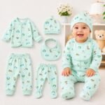 First Kick Presents New Born Baby Summer Wear Baby Clothes 5Pcs Sets 100% Cotton Baby Boys Girls Unisex Baby Cotton/Summer Suit Infant Clothes First Gift for New Born Baby - Image 2
