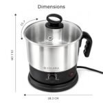 SOLARA Electric Kettle Multipurpose 1.5 Litre, 600 Watts, Stainless Steel Body with Glass Lid, 3 Boiling Modes, for Hot Water, Milk, Tea, Coffee, Cooking Oats, Noodles, Soup, Egg Boiler Machine-Black - Image 8