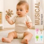 Prplet Silicone Baby Teether & Rattle Toy – Soft & Safe for Infants, BPA-Free, Multi-Texture Design for Teething Relief & Early Development (Brown) - Image 2