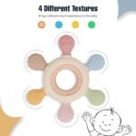 Lyrovo Silicon & Wood Teether for 3+ Months Baby, BPA Free, Beige, infants - Image 2