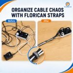 FLORICAN Cable Organiser, Cord Management System for PC, TV, Home Theater, Speaker & Cables, Reusable Cable Organizer for Desk, WFH Accessories, Reusable Cable Ties Strap (10 Pcs) - Image 9