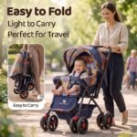 StarAndDaisy Stroller for Baby Boy & Girl 0 to 3 Years, Foldable Stroller, Compact Pram for Toddler with Reversible Handle, Multi-Recline Seat, 5-Point Safety Harness & Storage Basket - Image 8
