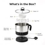 SOLARA Electric Kettle Multipurpose 1.5 Litre, 600 Watts, Stainless Steel Body with Glass Lid, 3 Boiling Modes, for Hot Water, Milk, Tea, Coffee, Cooking Oats, Noodles, Soup, Egg Boiler Machine-Black - Image 6