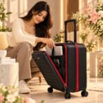 Swiss Military PRIMUSPLUS Laptop Trolley Bag 55cm Cabin Suitcase, Lightweight ABS, 15.6” Laptop Slot, 360° Wheels, Push-button Telescopic handle, enhanced security, Business Travel Luggage (52L) Black - Image 3