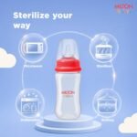 Milton Baby Narrow Neck Feeding Bottle 125 ml I Anti-Colic Design Silicone Nipple I ISI Certified I BPA Free I Free Flow Design I Includes Leakproof Cap I Sterilizer Safe I 0+ Months I Red - Image 5