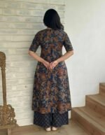 ANNI Designer Women's Viscose Blend Straight Printed Kurta with Palazzo | Elbow Length Sleeve Kurti Set | Close Neck with Back Slit | Soft Comfortable Fabric | 2 Piece Outfit - Image 2