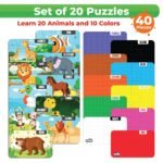 My Starter Jigsaw Puzzle - Animals & Colors| 2-Piece Puzzle for Kids Age 2,3,& 4 yrs| Montessori Educational Toy Set of 20 Puzzle, 40 Big Pieces| Return & Birthday Gift for Boys & Girls - Image 2