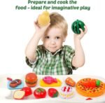 Amitasha 9 Pc Cutting Fruit Vegetable Play Food Kitchen Toys with 1 Chopping Board and 1 Knife Pretend Play Educational Toy for Toddlers Children Birthday Gift - Image 4