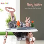 Kidsmate 360° Baby Walker for Boys & Girls | 6-24 Months | 7-Level Height Adjustment | Musical RGB Lights | Dual Tray for Food & Toys | Safe, BPA-Free & Comfortable Baby Walker (Radiant Pink) - Image 3