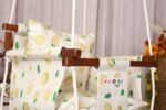NEW COMERS® Cotton Swing for Kids, Jhula for Baby, Baby Swing Hanging Indoor Outdoor, Baby Garden Swing with Safety Belt & 2 Pillows (6 Months to 4 Years) (Up to 20 kg)-Beige-Blue (TC 150/300) 906 - Image 8