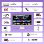 LG Smart Monitor 80cm (32 in) w/webOS Platform for Smart TV Experience, FHD 1920x1080, IPS, HDR10, Bluetooth, Screen Mirroring, Built-in Channels, ThinQ, 5Wx2 Speakers, HDMIx2, USB, 32SR50F, White - Image 3