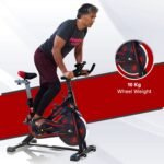 Lifelong Fit Pro Spin Fitness Bike with 10Kg Flywheel, Adjustable Resistance, LCD Monitor and Heart Rate Sensor for Fitness at Home, (LLF199, Black) - Image 2