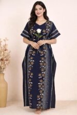 Bahumaan Pure Cotton Kaftan Nighty for Women | Kaftan Maxi for Women | Kaftan Night Gowns for Women | Cotton Nighty for Women Stylish | - Image 2