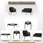 BRISHI Outdoor 4 Seater Sofa Set | Balcony Sofa | Patio Furniture Sets | Conversation Sets | Braid & Rope Garden Sofa Set (Tan-Black) - Image 2