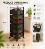 Rasvesh Multi-Purpose Trolley Storage Organizer and Kitchen Accessories Items for Kitchen Storage Rack Square Design Fruits & Vegetable Onion Cutler (5 Tier) - Image 3