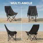 Foldable Camping Moon Chair with High Back – Lightweight Portable Outdoor Folding Chair with Carry Bag & Side Pocket – Heavy Duty X-Frame for Balcony, Garden, Hiking & Travel (Black) (Black) - Image 4