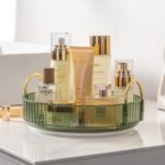 Xmart India 360° Rotating Makeup Organizer – Transparent Cosmetic & Skincare Storage Rack for Dressing Table Lipstick, Perfume, Beauty Accessories & Bathroom Counter Organizer (1 Layer, Green) - Image 2