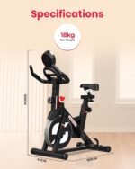 Sparnod Fitness SSB-08N Spin Bike for Home Use 8 kg Flywheel, Digital Display Console, Heart Rate Sensor, Fully Adjustable Seat & Handlebar, Silent Belt Drive, Carbon Steel Frame, Max User Weight 130kg - Image 9