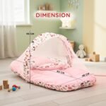 BAYBEE Baby Bedding Set for New Born Baby, Bed Mattress with Mosquito Net & Neck Pillow, Baby Nest Travel Mat, Baby Lounger Set for Baby Boy Girl 0-6 Months (Pink) - Image 8