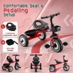 Amazon Brand - Jam & Honey | Kids Tricycle | Black | 3-Point Safety Harness | Cushioned Ergonomic Seat | Mild-Steel Frame | Front Basket & Rear Storage Tray | Ages 1–4 Years - Image 3