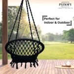 Patiofy Cotton Round Baby Swing/Jhula for Kids/Swing for Kids for Home/Jhula for Baby Swing Hanging Indoor & Outdoor/Ideal for 5-15 Years/Swing for Children/Swinging Chair for Kids (Black) - Image 3