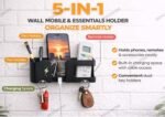 GEOCARTER Wall Mobile Holder | Multi-Purpose Mobile Stand | Remote Holder & Mobile Stand, Phone Stand with Pen and Key Holder Useful Gadget-White | Useful Gadget-Black - Image 2
