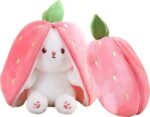 Niku Rabbit with Chain Reversible Bunny Rabbit Soft Stuffed Toys for Girls Boys Baby Kids | Cute Doll, Teddy Bear Plush Animal Toy | Strawberry/Carrot Shaped Pink Colour | Birthday Valentine Gift - Image 3