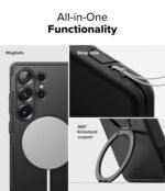 Ringke PC Alles for Samsung Galaxy S25 Ultra Case Back Cover [Strong Magnet] [Built-in Kickstand] Shockproof Protection Bumper with Adjustable Angle Stand Compatible with Magnetic Accessories-Black - Image 5