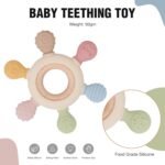 Lyrovo Silicon & Wood Teether for 3+ Months Baby, BPA Free, Beige, infants - Image 6