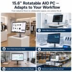 15.6" All-in-One Industrial Desktop PC Fanless, Android 12 Touchscreen Computer with Pivoting VESA Mount Rugged RK3399 Tablet, 4GB RAM 64GB ROM, 1920 x 1080 IPS, USB 3.0, Gigabit Ethernet, Type-C - Image 7