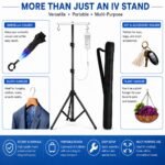 9 Ft Adjustable IV Drip Stand with Dual Hooks, Foldable Tripod Base & Carry Bag, Portable Medical IV Pole for Hospital, Clinic, Home Care & Travel - Image 2