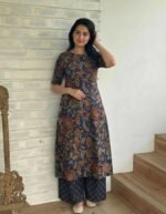 ANNI Designer Women's Viscose Blend Straight Printed Kurta with Palazzo | Elbow Length Sleeve Kurti Set | Close Neck with Back Slit | Soft Comfortable Fabric | 2 Piece Outfit - Image 3