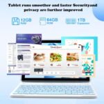 IWEGGO Android 15 Tablet, 10 inch 12GB RAM+64GB ROM+1TB Expandable, 1.8Ghz Quad-core Processor, 2 in 1 Tablets with Keyboard Case Mouse Stylus, 5G Wifi, 8MP Dual Camera, 1280*800 HD Screen Tablet Blue - Image 3