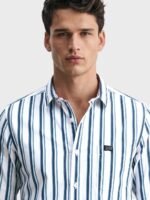 Indian Garage Men's Slim Fit Casual Striped Cotton Shirt Features Cutaway Collar, Full Sleeves, one Patch Pocket, Regular Length, Curved Hem and Button Closure. - Image 3