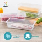 Xiran 6 Fridge Storage Boxes Fridge Organizer With Removable Drain Plate&Lid Stackable Fridge Storage Containers Plastic Freezer Storage Containers For Fish,Meat,Vegetables,Fruits(1500Ml),Transparent - Image 5