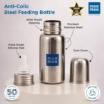 Mee Mee Anti-Colic Stainless Steel Baby Feeding Bottle, Food-Grade Silicone Teat, Wide Mouth, BPA-Free, Odour-Free, 100% Plastic-Free Body – Safe Infant Feeding-240ml - Image 2