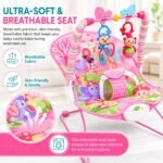 Safe-O-Kid® Harmony Baby Bouncer with 1 Year Warranty Multi-Position Reclining Bouncer with Calming Music, Vibrations, Safety Harness and Musical Toy- Pink - Image 2