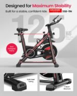 Sparnod Fitness SSB-11N Spinning Bike for Home Use, Heavy-Duty Chrome Flywheel 11kg, Silent Belt Drive, 4-Way Adjustable Seat, LCD Monitor, Adjustable Resistance with Emergency Brake, 125kg Capacity - Image 3