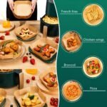 RUCON® Air Fryer Paper Liners 100 PCS | Disposable Non-Stick Parchment Paper | Oil-Proof, Waterproof & Heat Resistant | Food Grade Baking Paper for Air Fryer,Oven, Microwave Steamer (Square 8 Inch) - Image 2