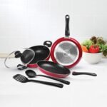 Milton Pro Cook Induction Cookware & Gas Stove Friendly Kitchen Jewel Set | 5 Pc Non-Stick Cookware Set | Kadhai with Lid, Fry Pan, Tawa, Laddle & Spatula | Durable 5-Layer Non Stick Coating | Maroon - Image 2